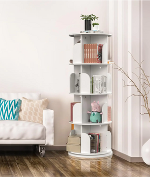 Draaibare Boekenkast – 4 Niveaus, 360° Opslag & Displayrek