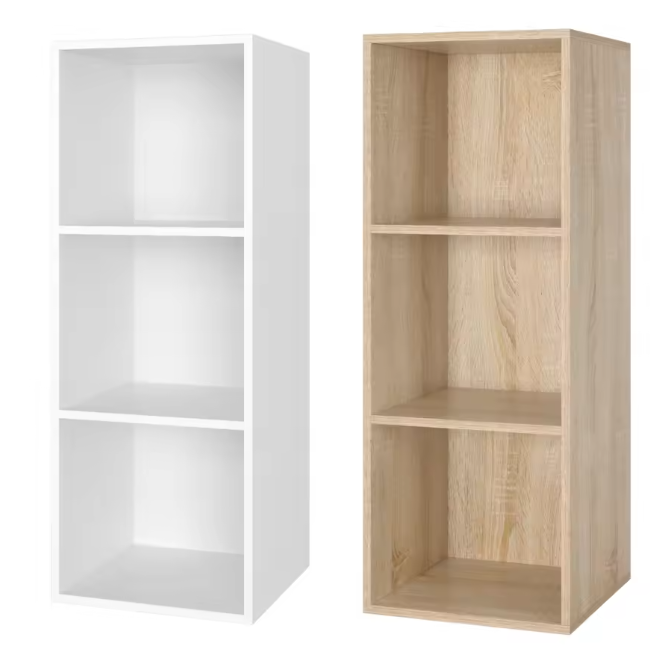 Witte Boekenkast – 3 Vakken, Compact Opbergrek van Hout