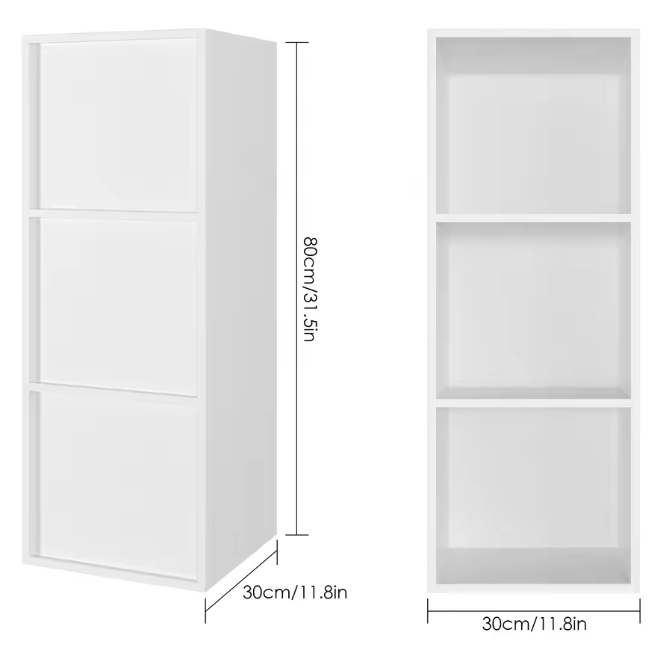 Witte Boekenkast – 3 Vakken, Compact Opbergrek van Hout