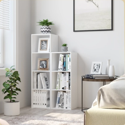 Witte Boekenkast – 3 Vakken, Compact Opbergrek van Hout