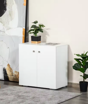 Wit Dressoir – 2 Deuren & Binnenplank, Houten Opbergkast