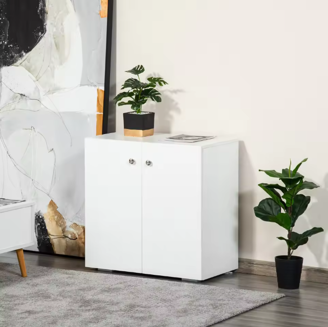 Wit Dressoir – 2 Deuren & Binnenplank, Houten Opbergkast