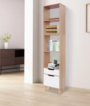 Hoge Boekenkast met Lade – Vrijstaand & Modern Opbergrek