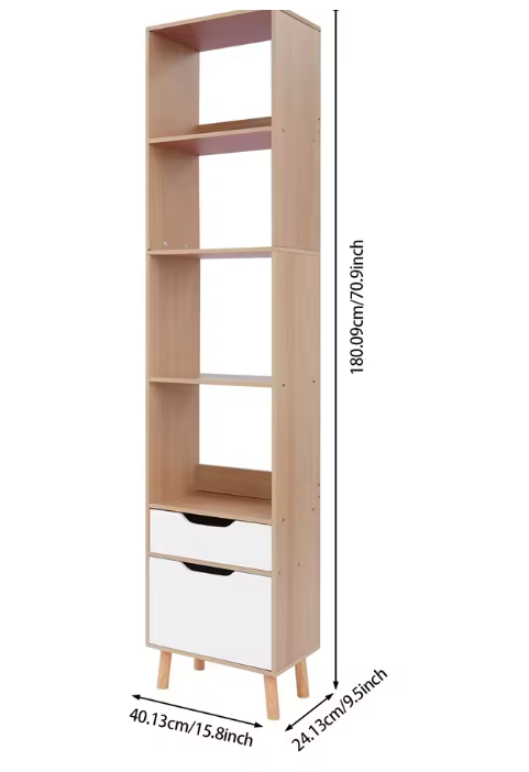 Hoge Boekenkast met Lade – Vrijstaand & Modern Opbergrek