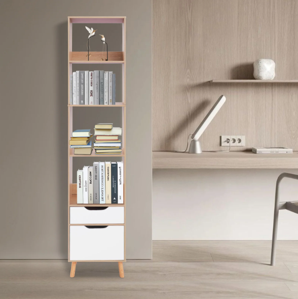 Hoge Boekenkast met Lade – Vrijstaand & Modern Opbergrek