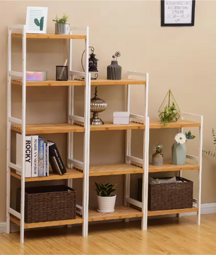 Bamboe Opbergrek met 5 Planken – Verstelbaar & Multifunctioneel