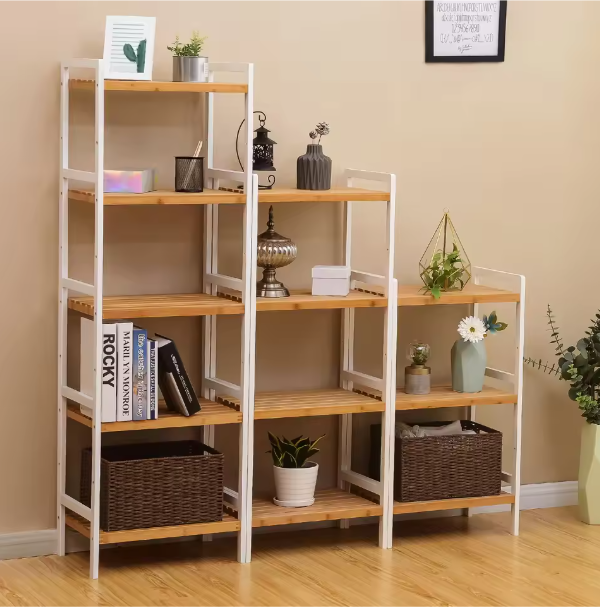 Bamboe Opbergrek met 5 Planken – Verstelbaar & Multifunctioneel