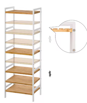 Bamboe Opbergrek met 5 Planken – Verstelbaar & Multifunctioneel