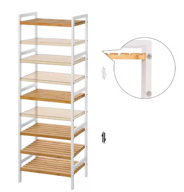 Bamboe Opbergrek met 5 Planken – Verstelbaar & Multifunctioneel