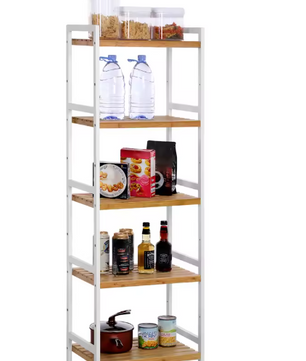 Bamboe Opbergrek met 5 Planken – Verstelbaar & Multifunctioneel