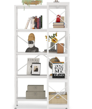 Industriële Hoekboekenkast – 5 Lagen, Metalen Frame & Hout