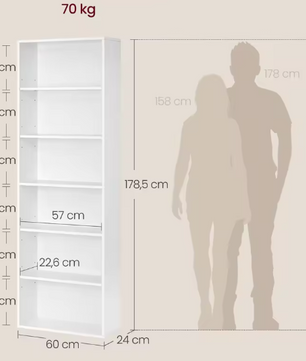 Witte Boekenkast met 6 Planken – Scandinavisch & Ruimtebesparend