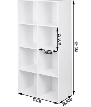 Witte Boekenkast met 8 Opbergvakken – Multifunctionele Opbergrek