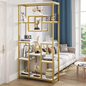 Gouden Boekenkast met 8 Open Planken – Moderne Etagère & Faux Marmer