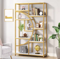 Gouden Boekenkast met 8 Open Planken – Moderne Etagère & Faux Marmer