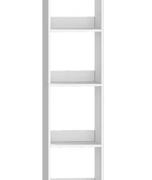 Moderne Witte Boekenkast – Open Kubus Plank met 4 Niveaus, Verstelbare Legplanken & Anti-Kantel Systeem