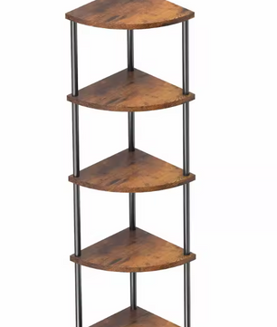Industriële Hoekkast – 4/5 Lagen Metalen Frame & Houten Planken