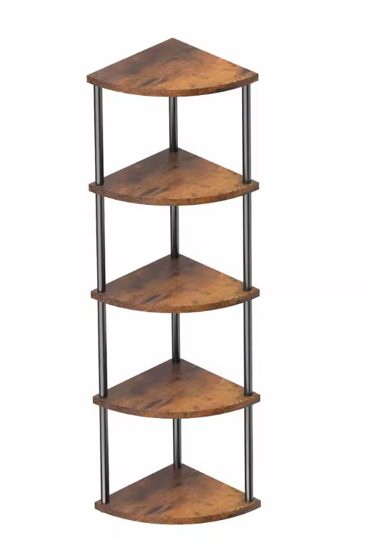 Industriële Hoekkast – 4/5 Lagen Metalen Frame & Houten Planken