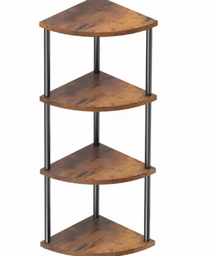 Industriële Hoekkast – 4/5 Lagen Metalen Frame & Houten Planken