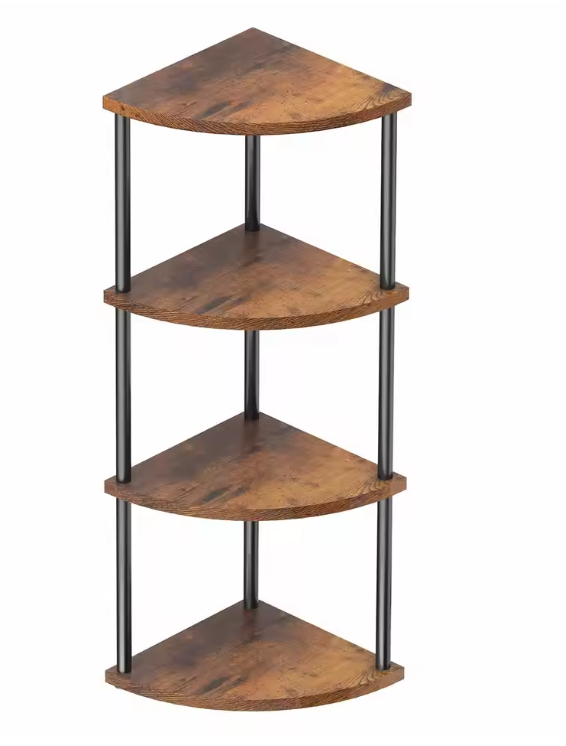 Industriële Hoekkast – 4/5 Lagen Metalen Frame & Houten Planken