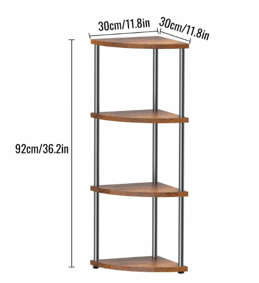 Industriële Hoekkast – 4/5 Lagen Metalen Frame & Houten Planken