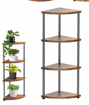 Industriële Hoekkast – 4/5 Lagen Metalen Frame & Houten Planken