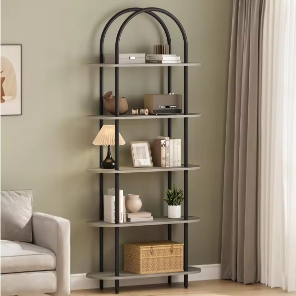 Boekenkast met 5 Niveaus – 180 cm Hoog Metalen Opbergrek & Displaykast