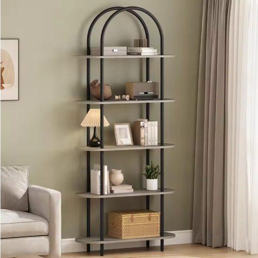 Boekenkast met 5 Niveaus – 180 cm Hoog Metalen Opbergrek & Displaykast