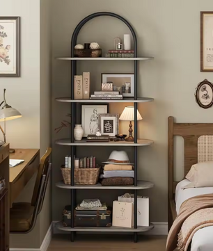 Boekenkast met 5 Niveaus – 180 cm Hoog Metalen Opbergrek & Displaykast