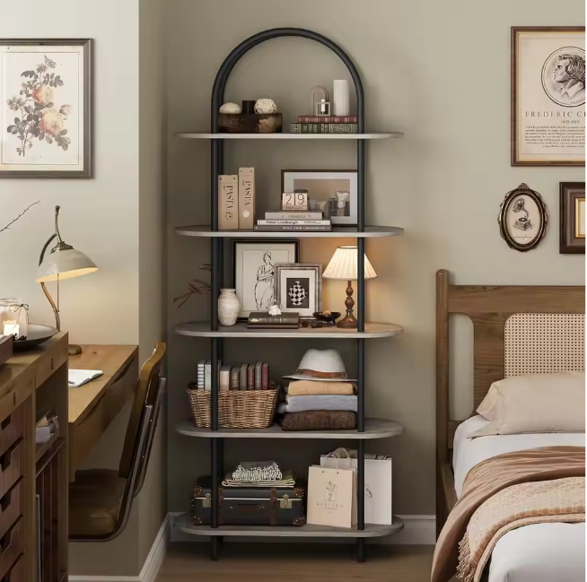 Boekenkast met 5 Niveaus – 180 cm Hoog Metalen Opbergrek & Displaykast