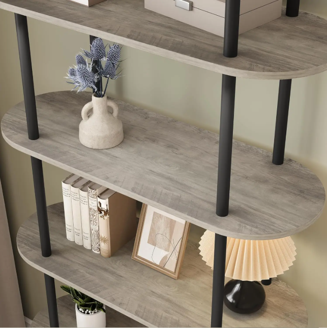 Boekenkast met 5 Niveaus – 180 cm Hoog Metalen Opbergrek & Displaykast