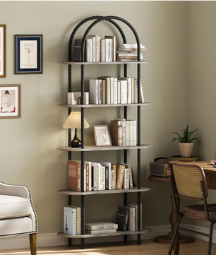 Boekenkast met 5 Niveaus – 180 cm Hoog Metalen Opbergrek & Displaykast