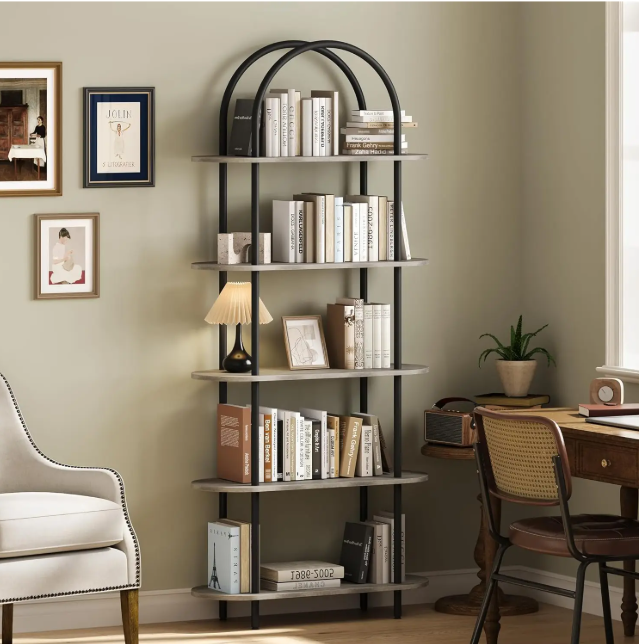 Boekenkast met 5 Niveaus – 180 cm Hoog Metalen Opbergrek & Displaykast