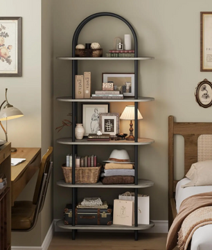 Boekenkast met 5 Niveaus – 180 cm Hoog Metalen Opbergrek & Displaykast