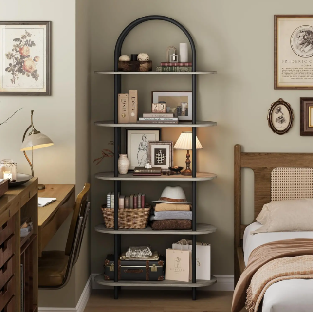Boekenkast met 5 Niveaus – 180 cm Hoog Metalen Opbergrek & Displaykast