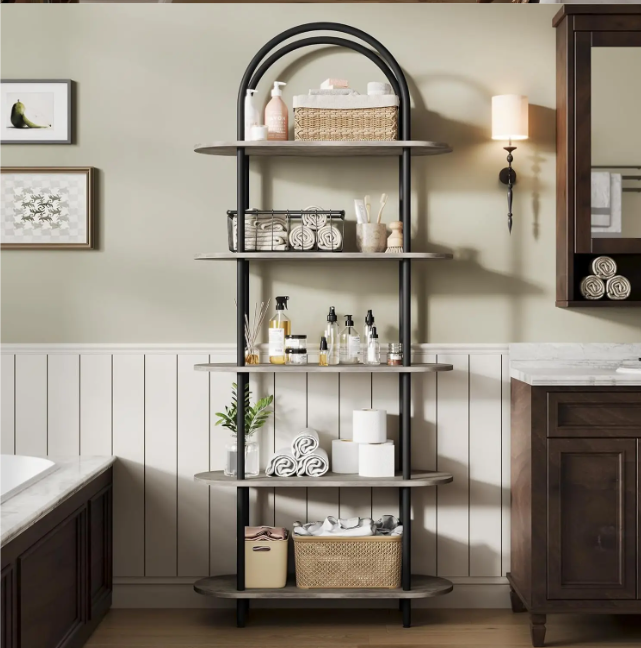 Boekenkast met 5 Niveaus – 180 cm Hoog Metalen Opbergrek & Displaykast
