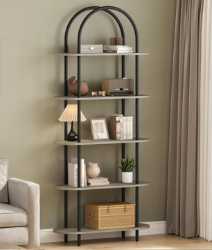 Boekenkast met 5 Niveaus – 180 cm Hoog Metalen Opbergrek & Displaykast