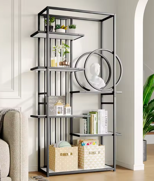 Minimalistisch Wandrek – 5 Lagen Staal & MDF, Goud met Wit