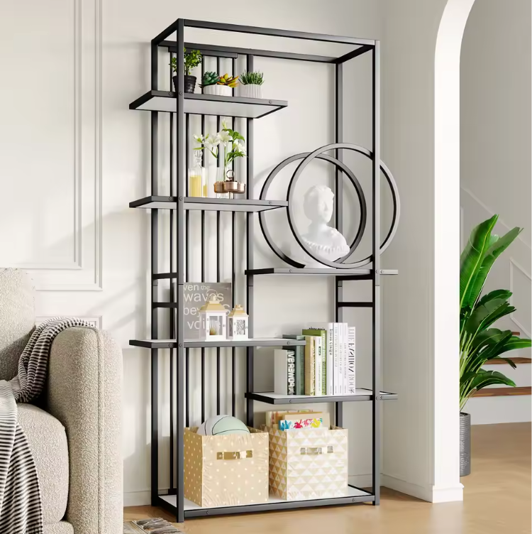 Minimalistisch Wandrek – 5 Lagen Staal & MDF, Goud met Wit