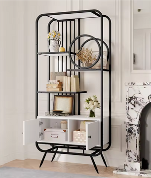Minimalistisch Wandrek – 5 Lagen Staal & MDF, Goud met Wit