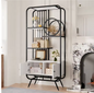 Minimalistisch Wandrek – 5 Lagen Staal & MDF, Goud met Wit