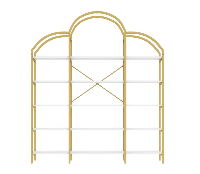 Minimalistisch Wandrek – 5 Lagen Staal & MDF, Goud met Wit
