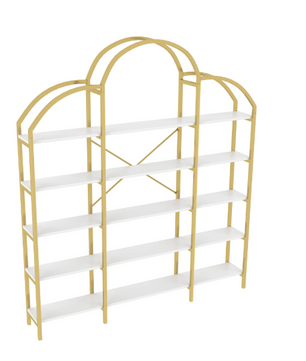 Minimalistisch Wandrek – 5 Lagen Staal & MDF, Goud met Wit