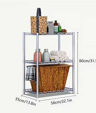 Metalen Opbergrek met 3 Lagen – Vrijstaand Rek 56×35×80 cm, 30 kg Draagkracht