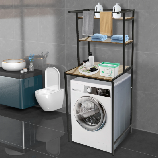 Wasmachine Opbergrek – 3-Lagen Vrijstaand Rek voor Badkamer & Wasruimte