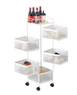 5-Laags Roterend Opbergrek met Wielen – Metalen Keuken Trolley