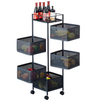 5-Laags Roterend Opbergrek met Wielen – Metalen Keuken Trolley
