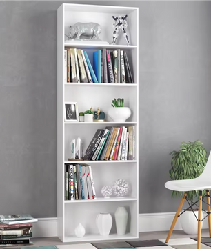 Boekenkast met 6 Lagen – Houten Opbergrek & Displayrek 180 cm