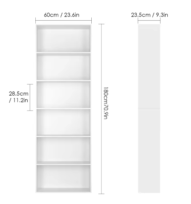 Boekenkast met 6 Lagen – Houten Opbergrek & Displayrek 180 cm
