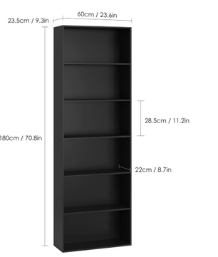 Boekenkast met 6 Lagen – Houten Opbergrek & Displayrek 180 cm